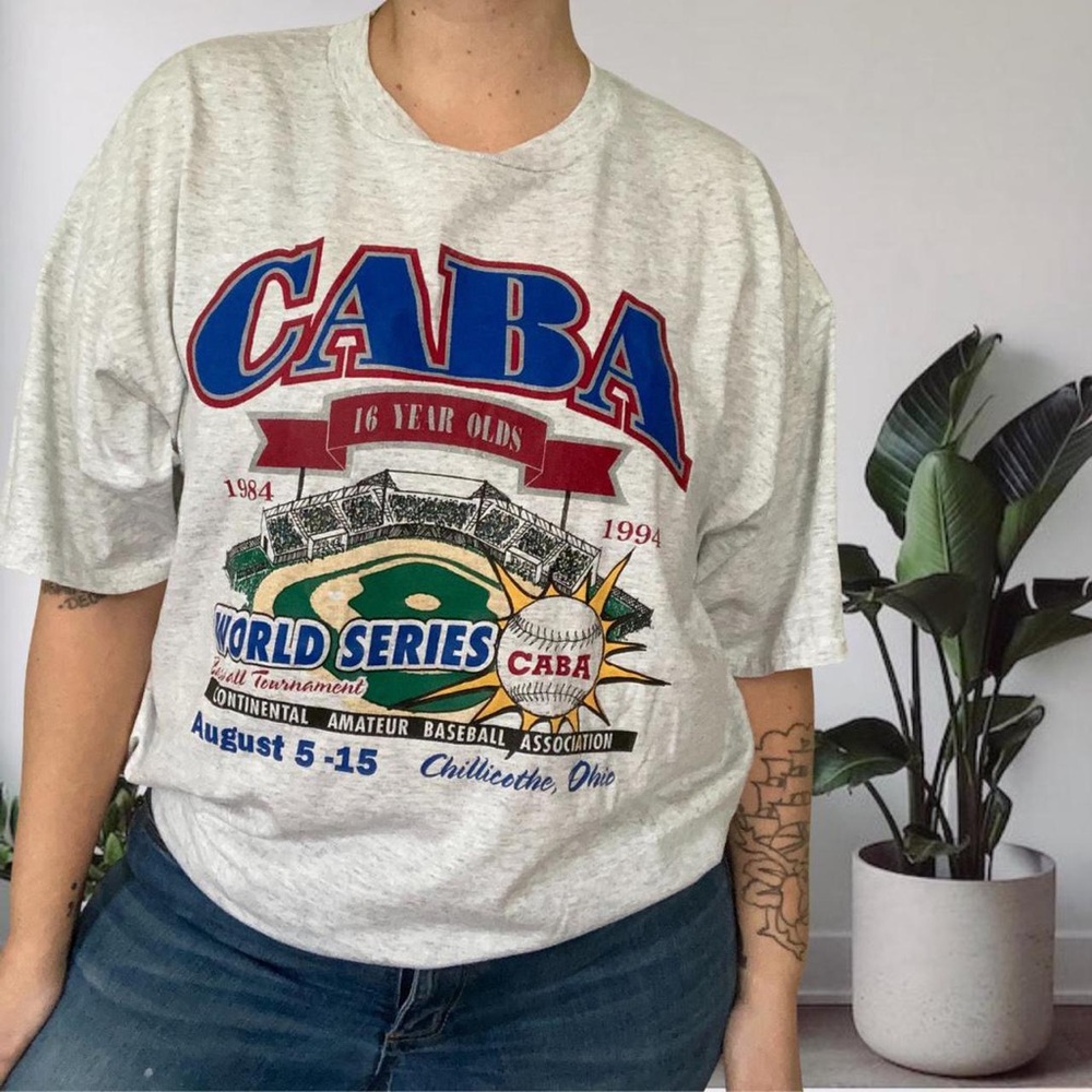Vintage 1994 CABA Single Stitch Made in USA Baseball Graphic Tee 2X